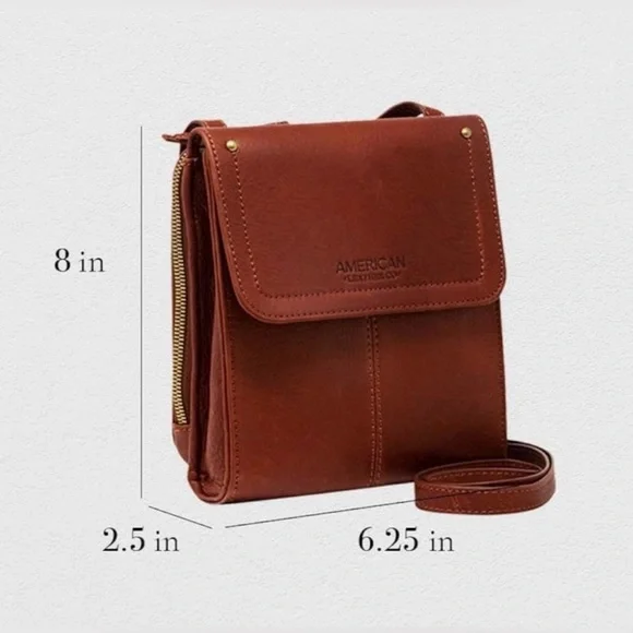 American Leather Co. Kansas Crossbody Bag Travel Classic Purse Wallet Passport - Picture 2 of 14